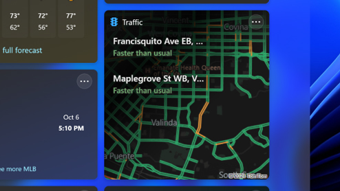 The Traffic Widget showing a specific route