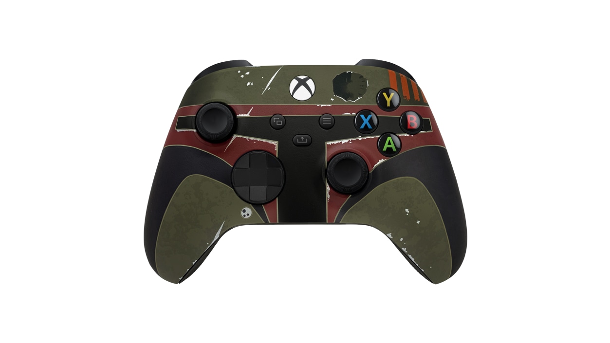 Front view of Boba Fett Wireless Xbox Controller.