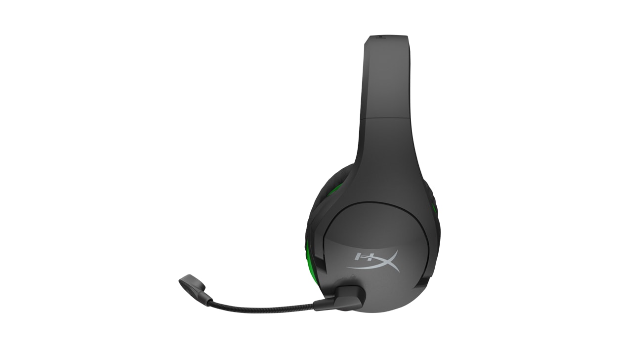 Side view of a Hyper X Cloud X Stinger Core Wireless Gaming Headset for Xbox Series X, S and Xbox One.