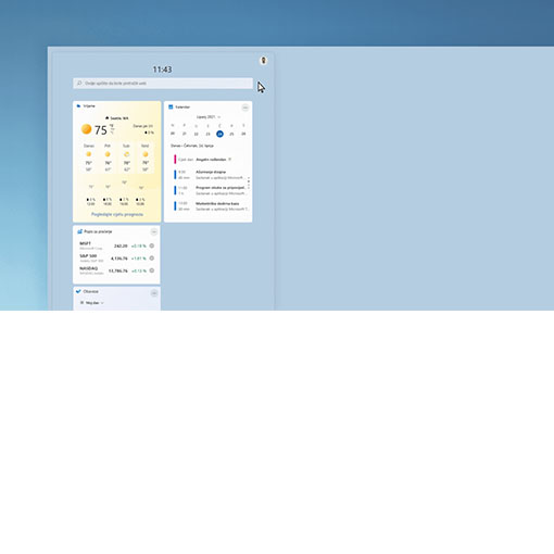 Prozor s vremenskom prognozom s otvorenim dijaloškim okvirom za prilagodbu widgeta