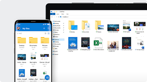 PC and mobile phone OneDrive files