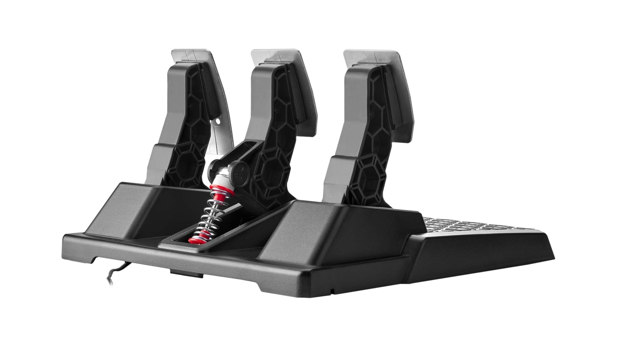 Rear view of the Thrustmaster T 3 P M Pedals.