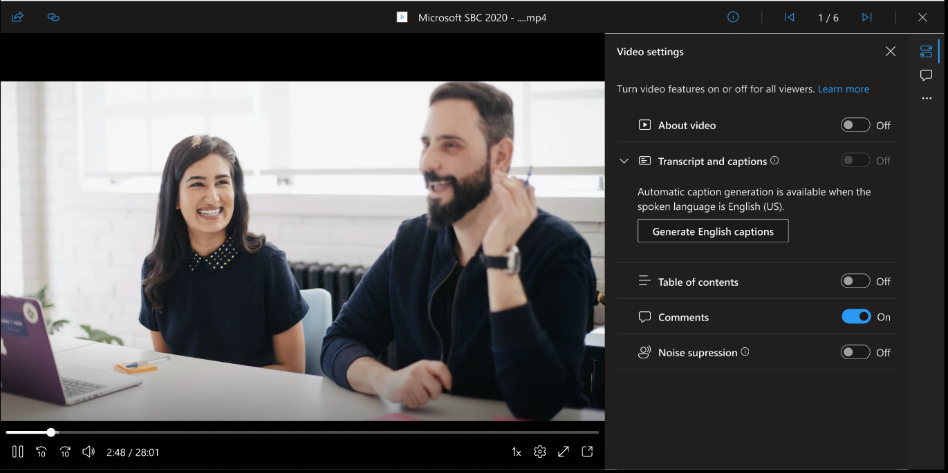 MC293774: Generate Captions On-Demand for Stream built on SharePoint and OneDrive