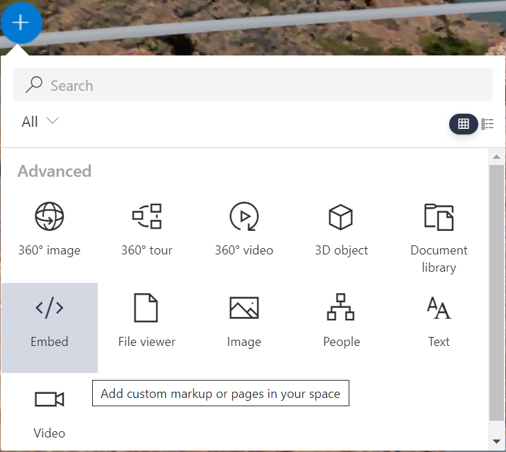 SharePoint spaces authors will see a new web part available in the spaces web part toolbox.