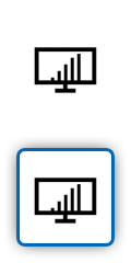 Um ícone a apresentar um monitor com um gráfico de barras no ecrã, representando trabalho remoto