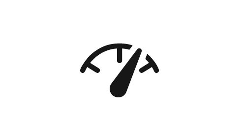 A speedometer icon representing speed.