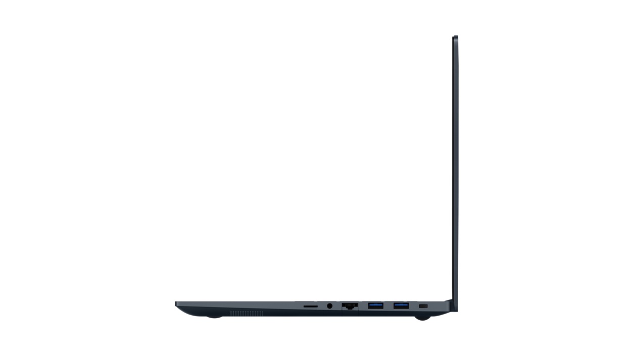 Side view of the Samsung GalaxyBook Odyssey laptop facing left.