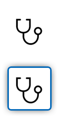 Um ícone a apresentar um estetoscópio