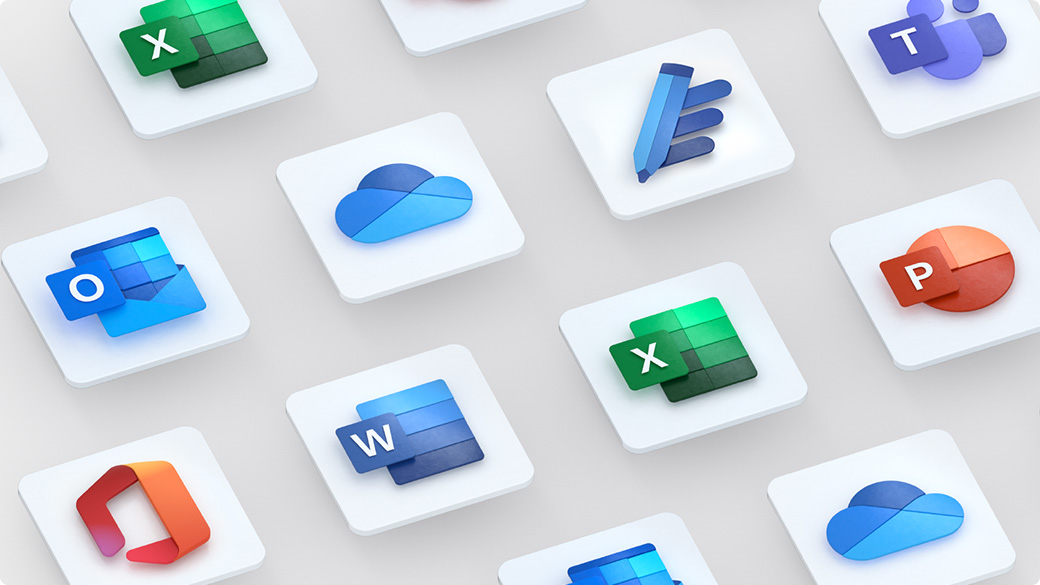 Logotipos dos aplicativos do Microsoft 365