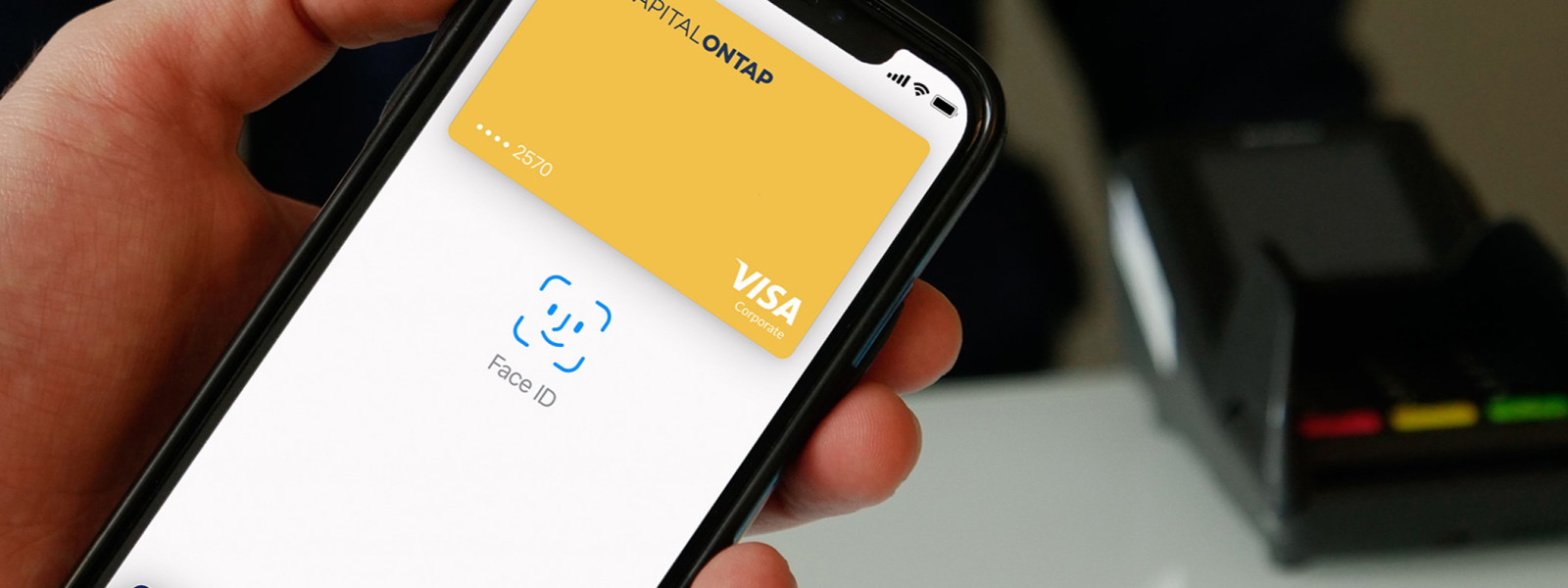 Face ID being activated to use Apple Pay on a mobile phone