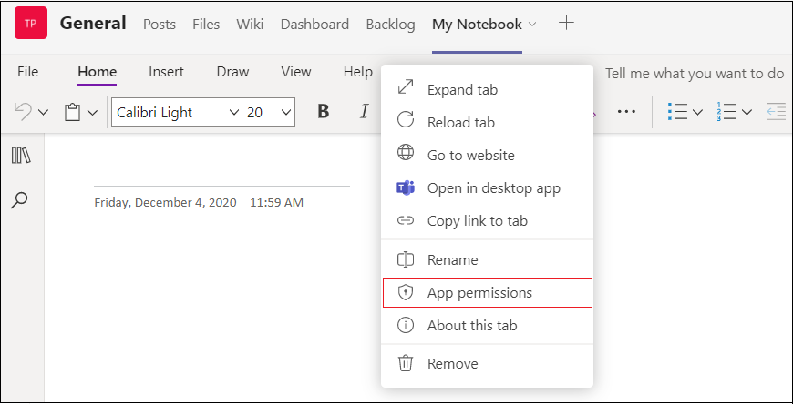 Teams Native Permission Settings in Browser 2