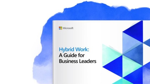 El e-book titulado El trabajo híbrido: una guía para los líderes empresariales.
