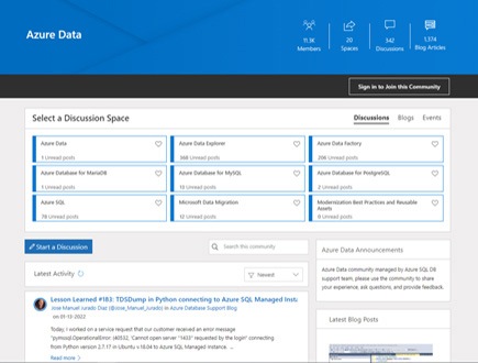 Discussion spaces in Azure Data