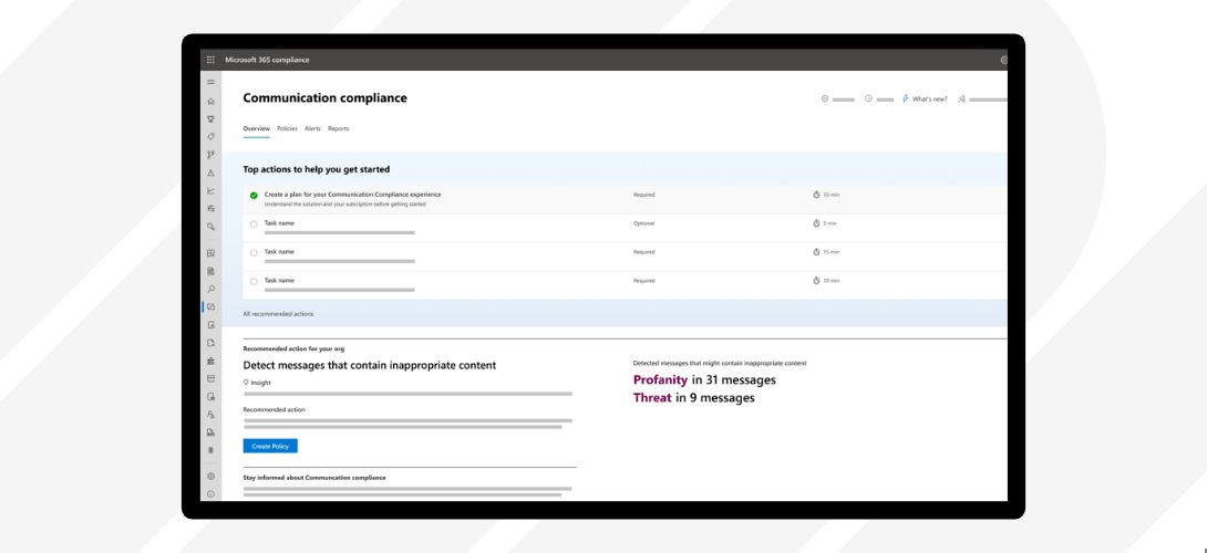 Communication compliance actions in Microsoft 365 compliance.