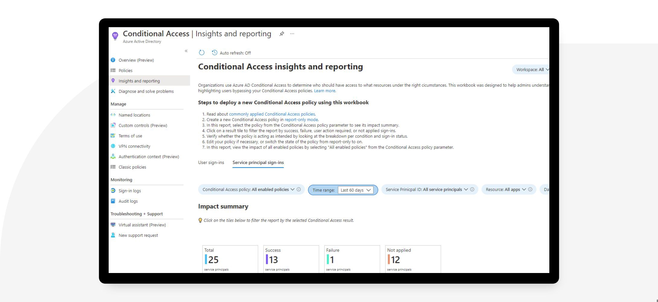 Conditional Access insights and reporting.