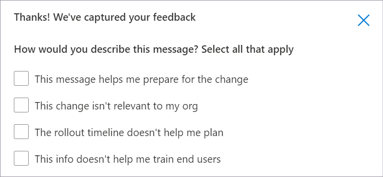 In the updated experience, after the dialog opens, you can give more granular feedback on the post using the given multi-select checkbox options.
