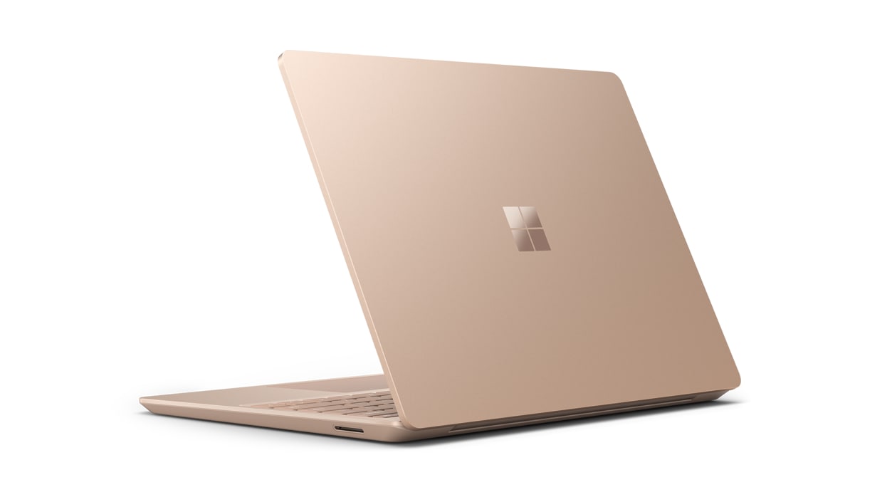 A Surface Laptop Go 2 in the color Sandstone.