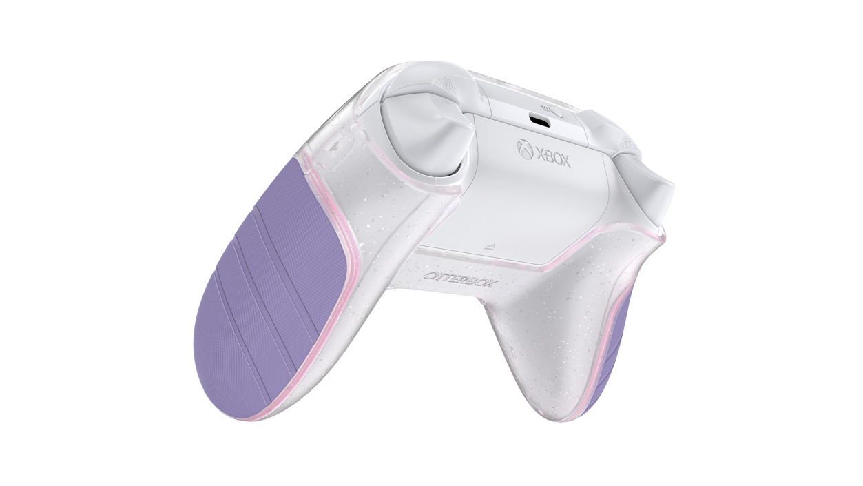 Angled back view of the Lilac Dream Easy Grip Controller Shell
