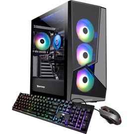 iBuypower Slate 5 M R Gaming Desktop with mouse and keyboard.