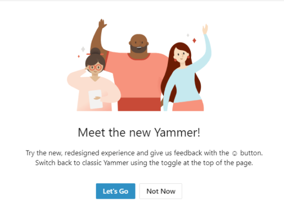 Toggle on New Yammer Experience