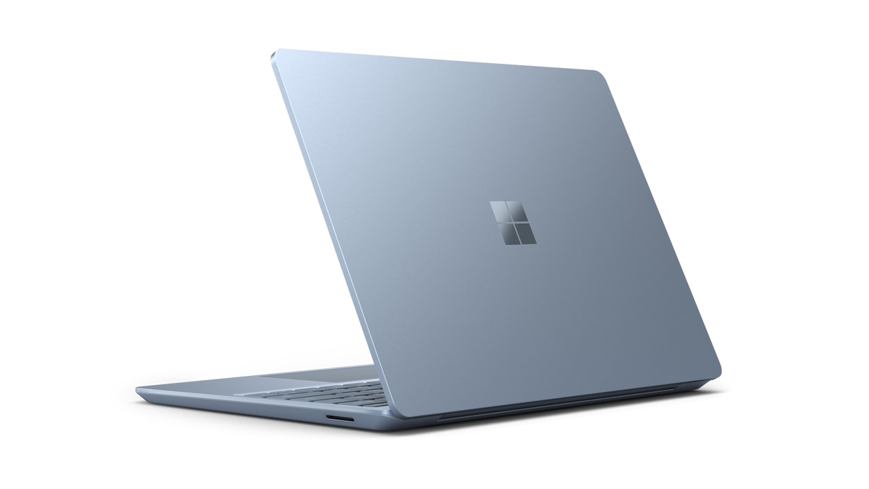 A Surface Laptop Go 2 in the color Ice Blue.