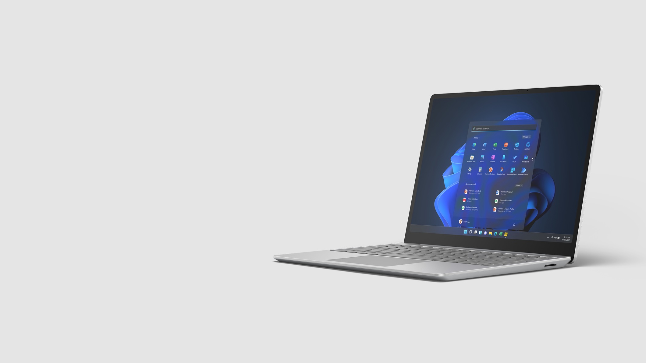 Surface Laptop Go 2 for Business in the colour Platinum.