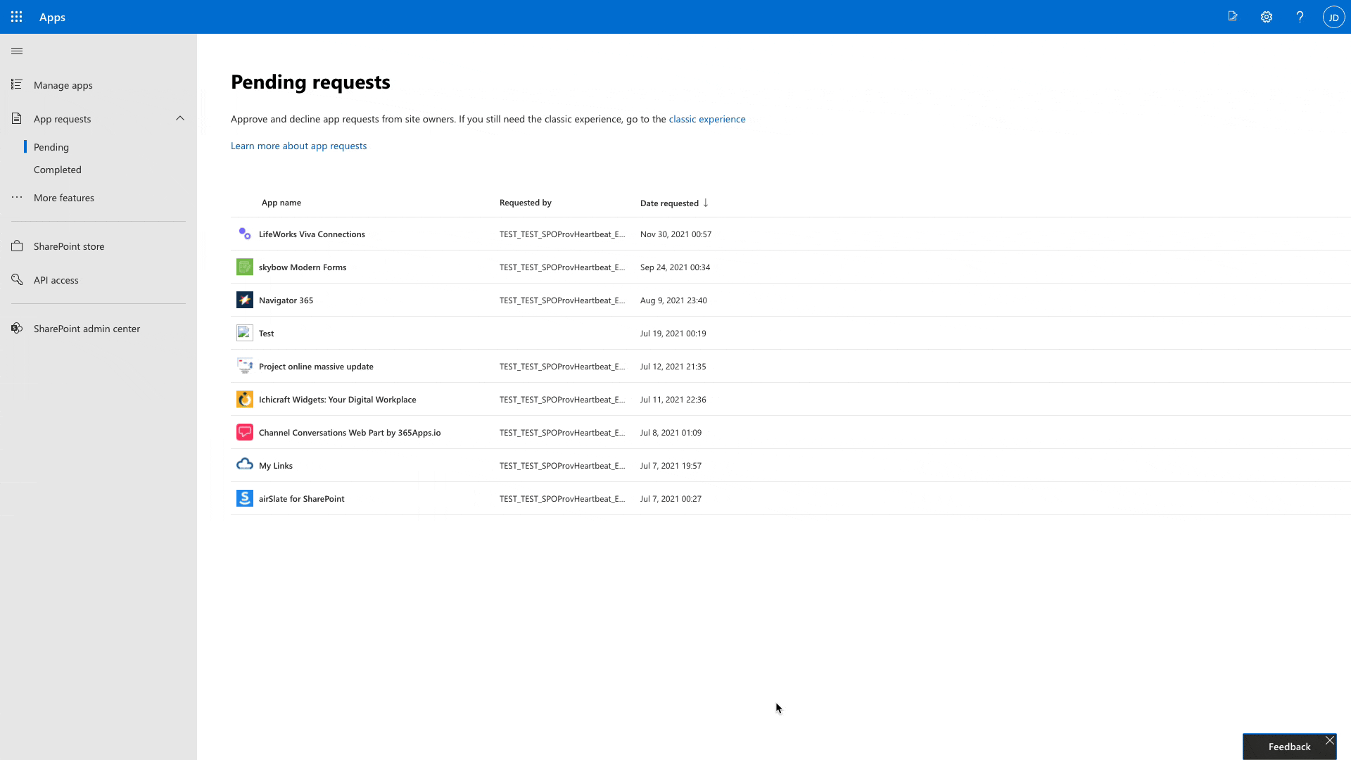 Approving request and installing an app from store 