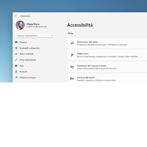 Immagine del menu di accessibilità