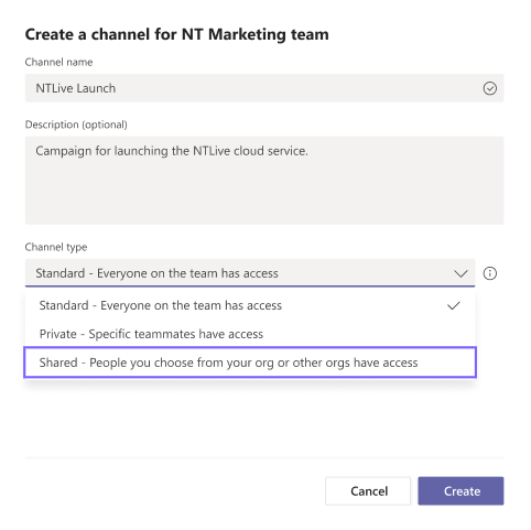 Create Shared channels