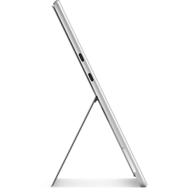 Side view of replacement kickstand attached to a Surface Pro 9 in Platinum.