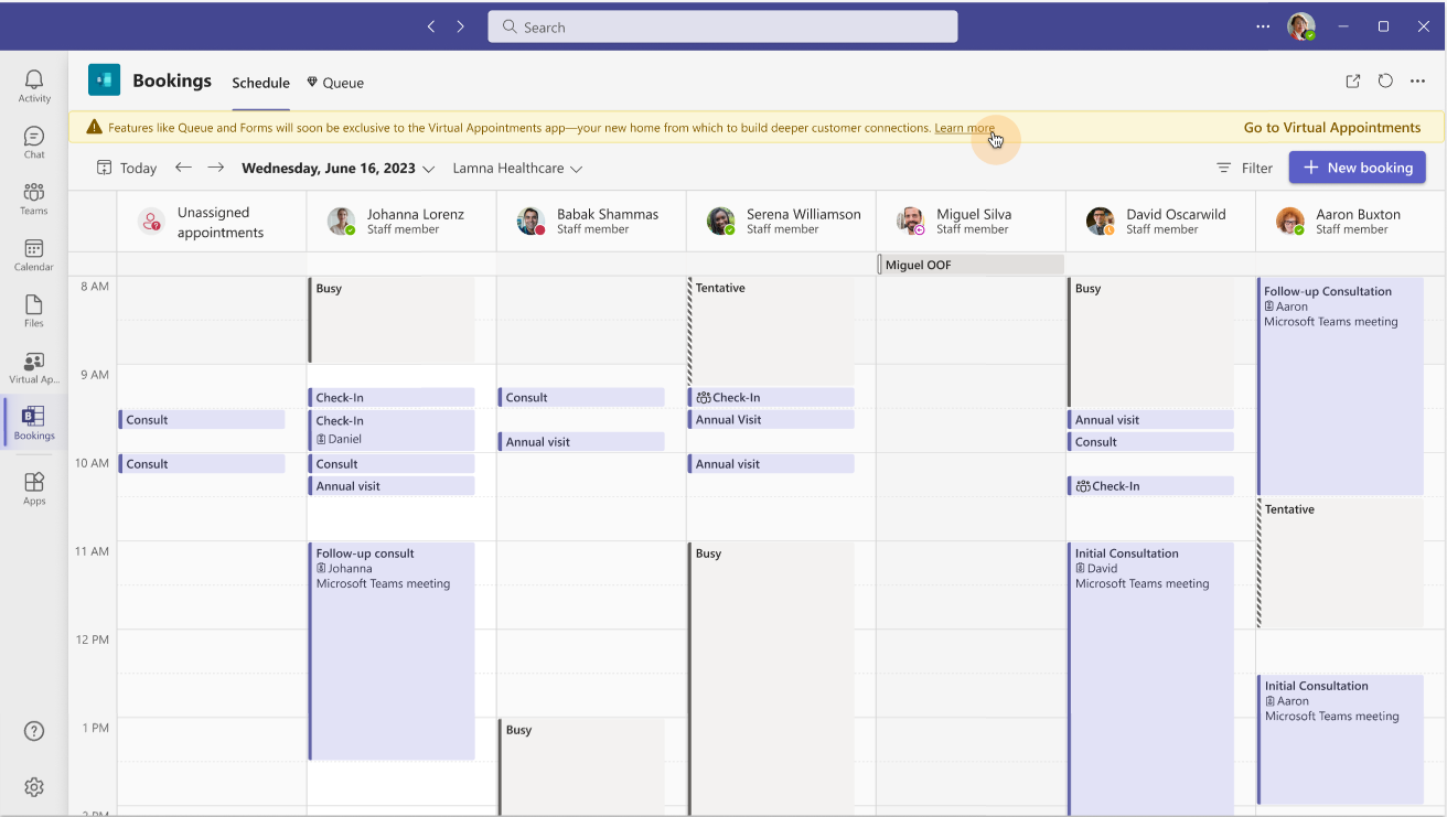 Microsoft Teams: Updating the Bookings app to the Virtual Appointments ...