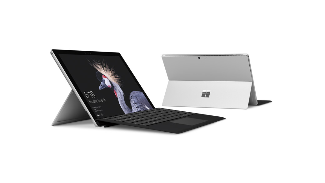 Surface Pro with a black type cover with fingerprint ID reader