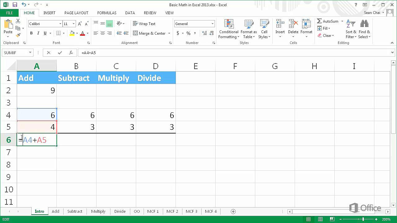 Video: Basic math in Excel 2013 - Microsoft Support