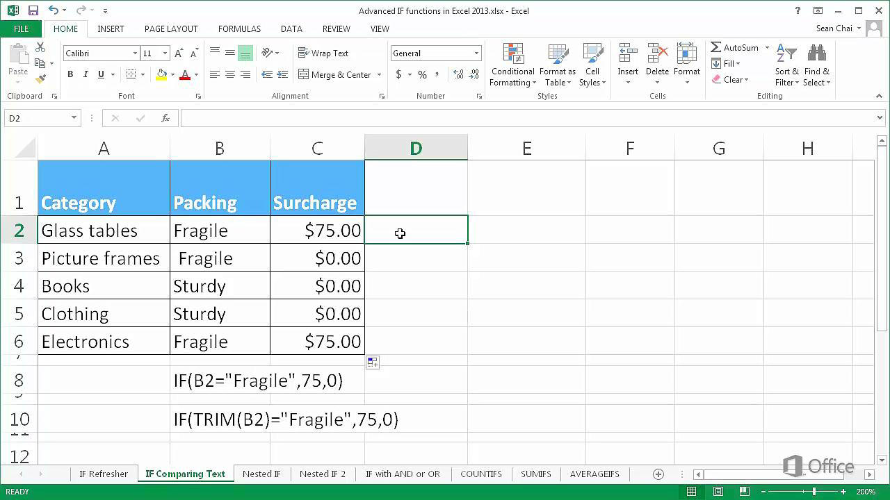 Video Advanced If Functions Excel