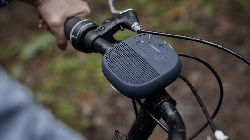 SoundLink Micro Speaker - Mounted on cycle's handle