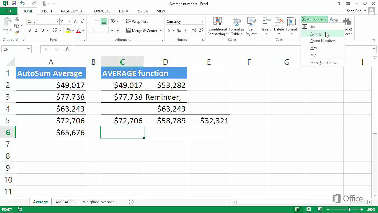 how-to-average-a-column-in-excel