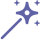 Graphic icon of a magic wand creating sparkles