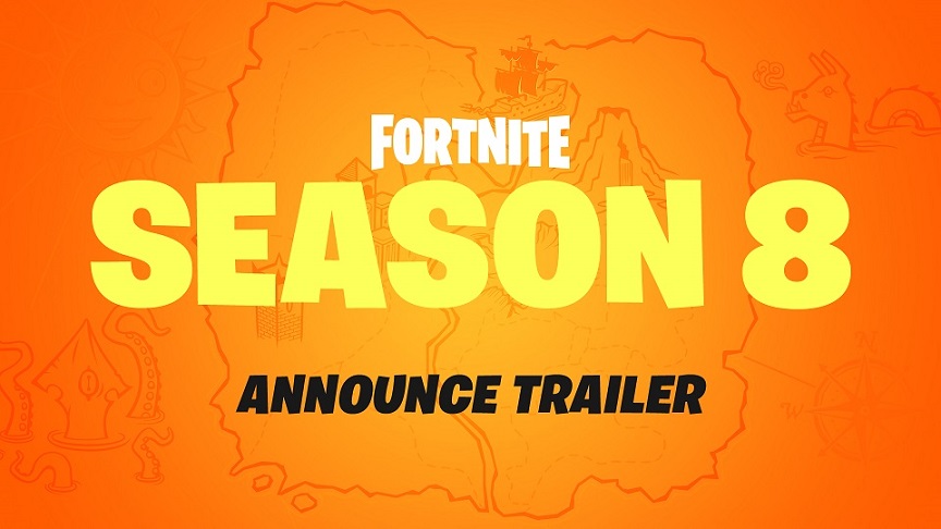fortnite season 8 announce trailer on orange map background - fortnite v bucks prices season 8