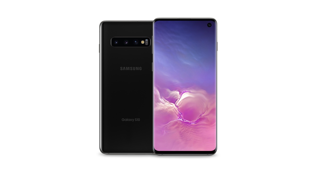 Rear and front view of Samsung Galaxy S10 128GB in Black 
