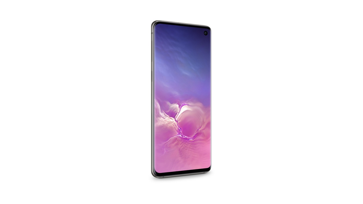 Left front view of Samsung Galaxy S10 128GB in Black
