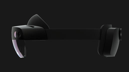 Visão de ângulo lateral do fone de ouvido HoloLens 2
