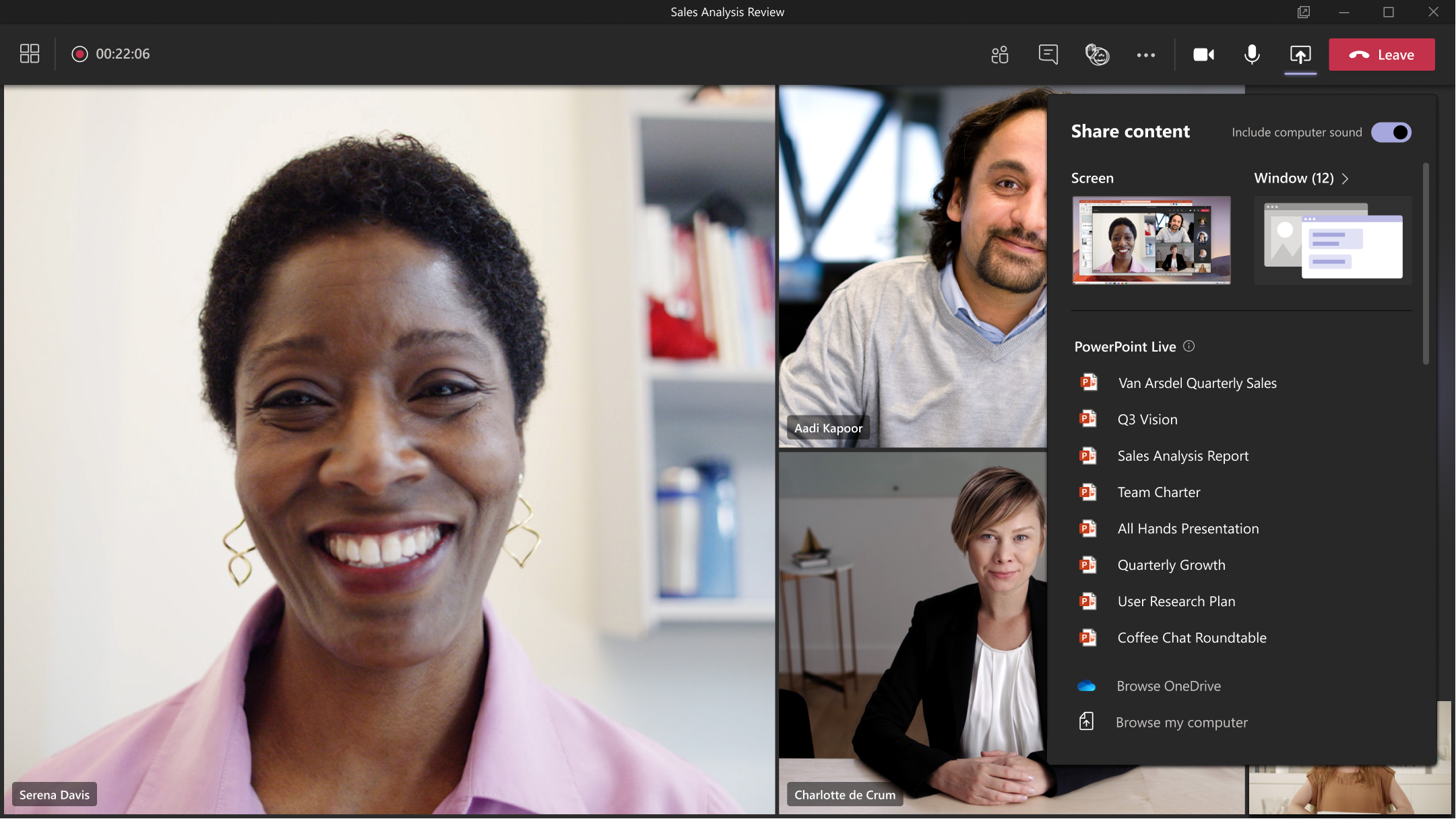 New in-meeting Share experience.