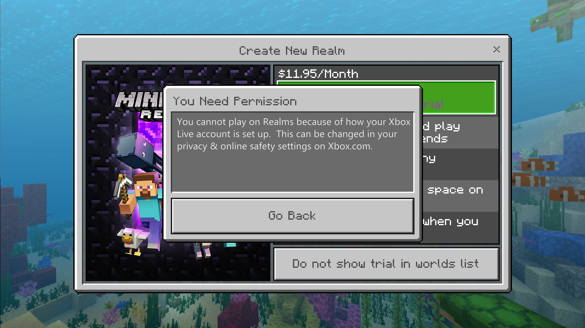 Unable to play on Realms Minecraft - Microsoft Community How To Change View On Minecraft Xbox One