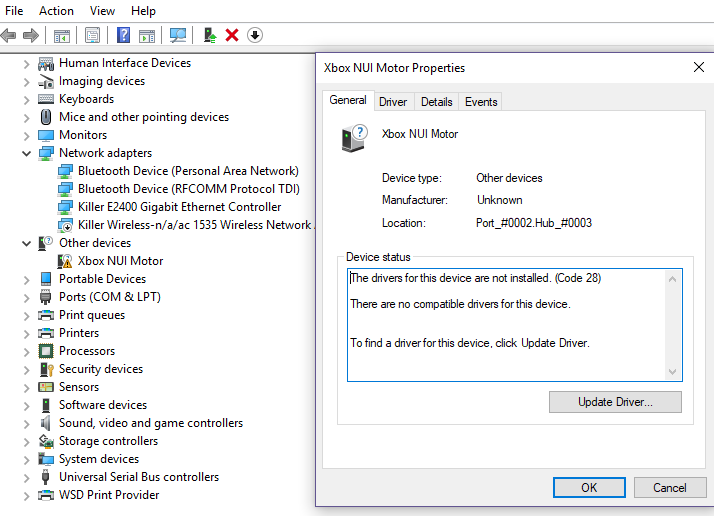 xbox nui motor driver download windows 10